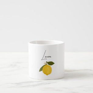 Yellow Lemon with Green Leaves   Fresh Citrus  Espresso Cup