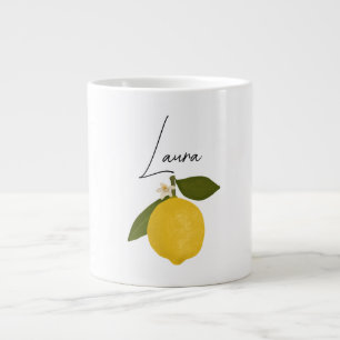 Yellow Lemon with Green Leaves Fresh Citrus Large Coffee Mug