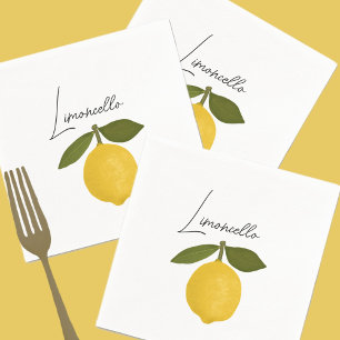 Yellow Lemon with Green Leaves Fresh Citrus Napkin