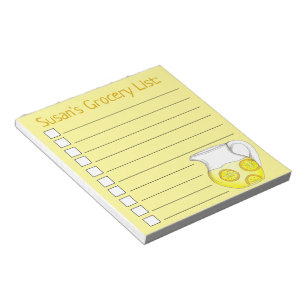 Yellow Lemonade Pitcher Personalized Grocery List Notepad