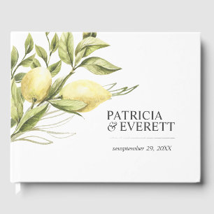 Yellow Lemons and foliage   Wedding keepsake Guest Book