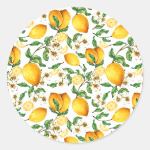 Yellow Lemons and Lemon Flowers Beautiful   Classic Round Sticker