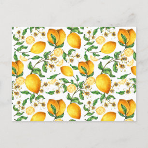 Yellow Lemons and Lemon Flowers Beautiful   Postcard