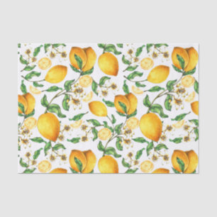 Yellow Lemons and Lemon Flowers Beautiful Tissue Paper