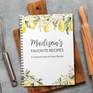 Yellow Lemons and White Flowers Family Recipe Notebook