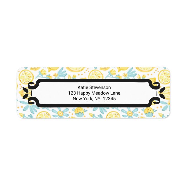 Yellow Lemons & Blue Flowers Illustrated Pattern (Front)