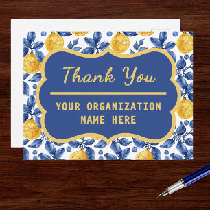 Yellow Lemons Blue Mediterranean Amalfi Thank You Postcard