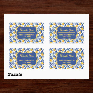 Yellow Lemons Blue Mediterranean Amalfi Thank You Sticker
