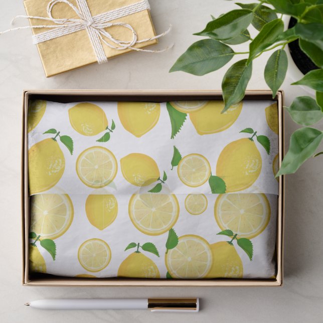 Yellow Lemons & Citrus Slices Pattern Tissue Paper (Gift)