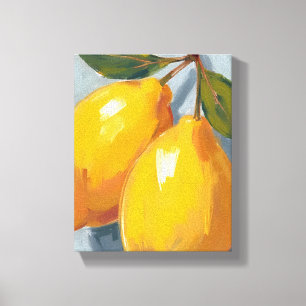 Yellow Lemons Citrus Watercolor Painting Canvas Print