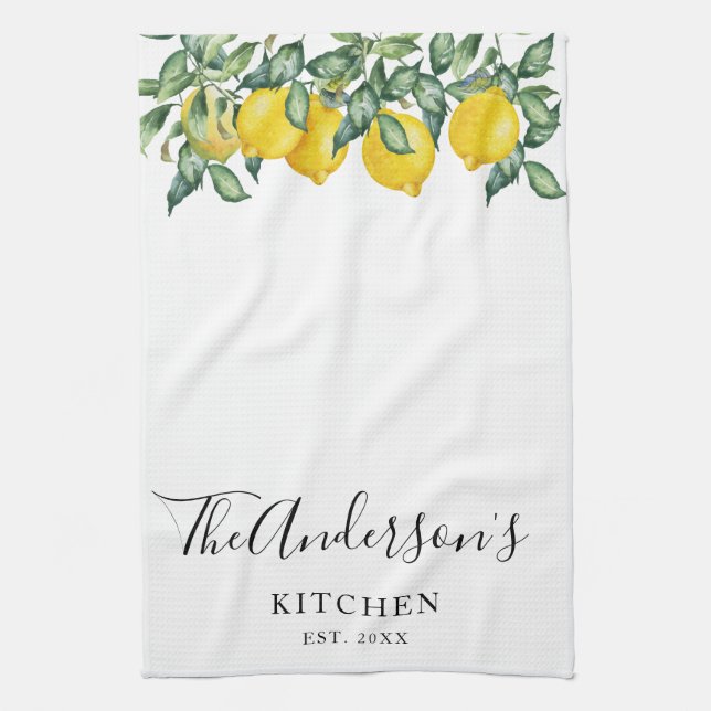 Yellow lemons Family Kitchen Custom Kitchen Towel (Vertical)