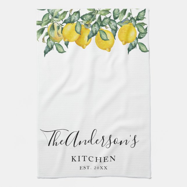 Yellow lemons Family Kitchen Custom Towel (Vertical)