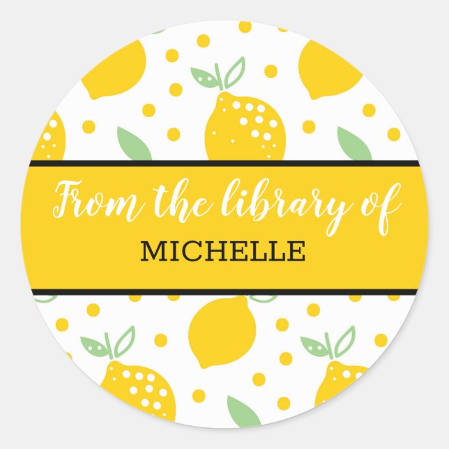 Yellow Lemons From The Library Of  Bookplate Classic Round Sticker (Front)