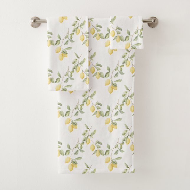 Yellow Lemons Fruit   Bath Towel Set (Insitu)