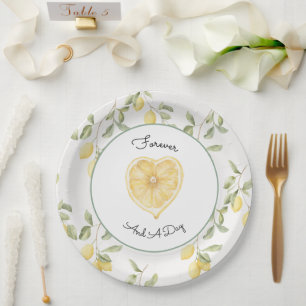 Yellow Lemons Fruit Wedding Paper Plate