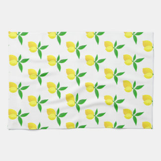 Yellow Lemons Green Leaves White Background Kitchen Towel