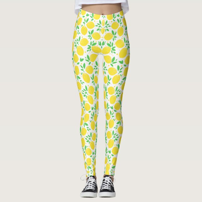Yellow Lemons Leggings (Front)
