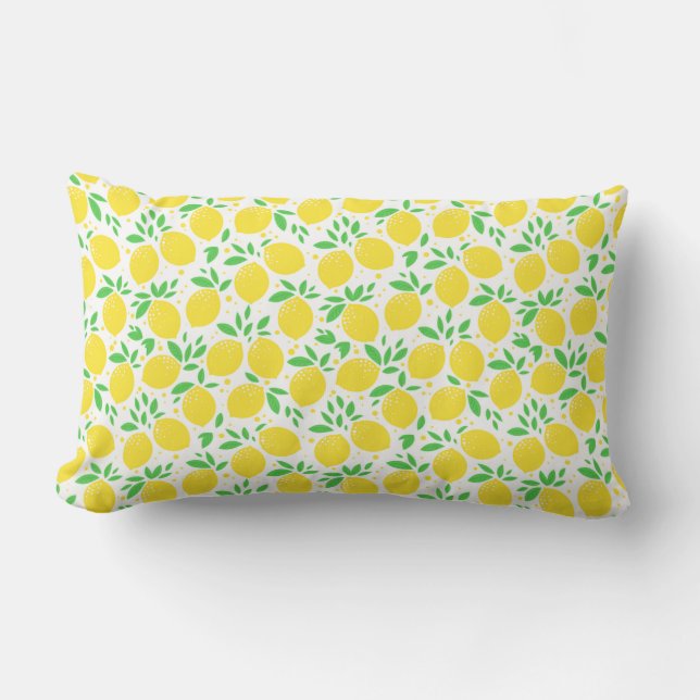 Yellow Lemons Lumbar Pillow (Front)