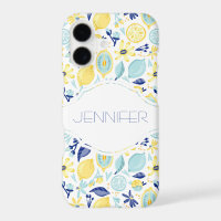Yellow Lemons Mint Green and Blue Personalized