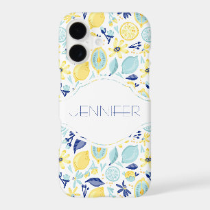 Yellow Lemons Mint Green and Blue Personalized