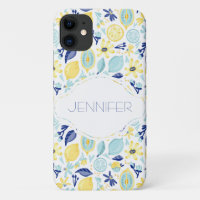 Yellow Lemons Mint Green and Blue Personalized