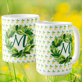 Yellow Lemons Monogram  Coffee Mug
