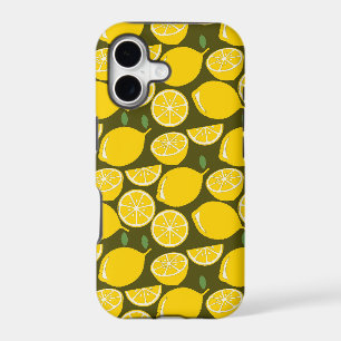 Yellow Lemons & Olive Green Pattern: Modern Citrus