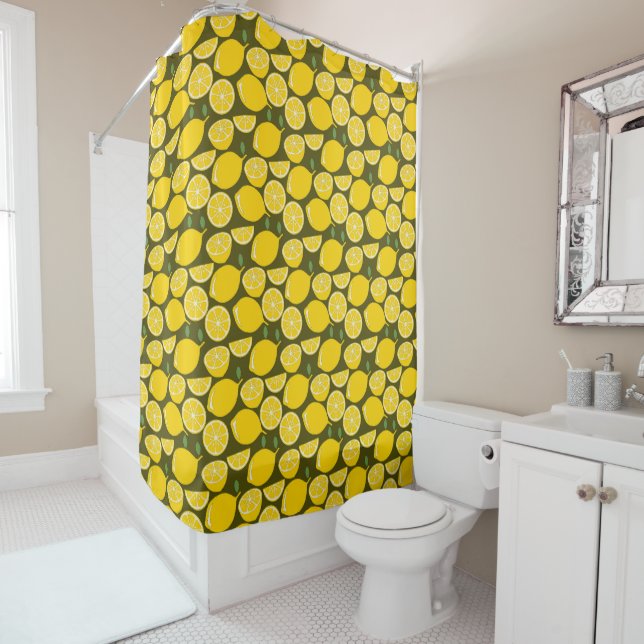 Yellow Lemons & Olive Green Pattern: Modern Citrus (In Situ)