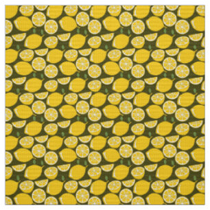Yellow Lemons & Olive Green Pattern: Modern Citrus Fabric