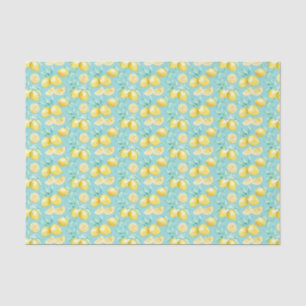 Yellow Lemons on Light Blue Tissue Paper