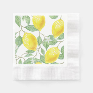 Yellow Lemons on Vine Design  Napkin