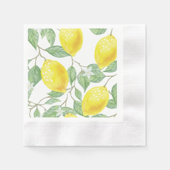 Yellow Lemons on Vine Design  Napkin (Front)