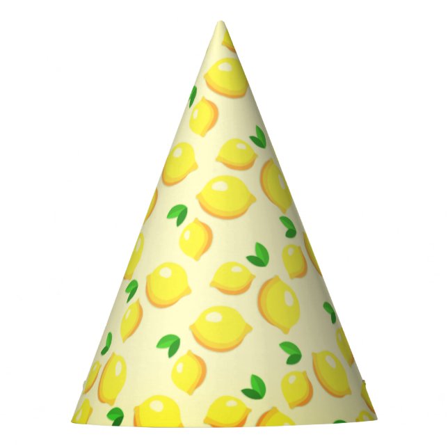 Yellow Lemons Paper Party Hat (Front)
