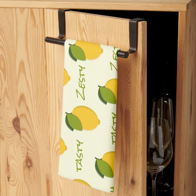 Yellow Lemons Pattern Fresh Zesty Tasty Lemony Kitchen Towel (Thirds Fold)