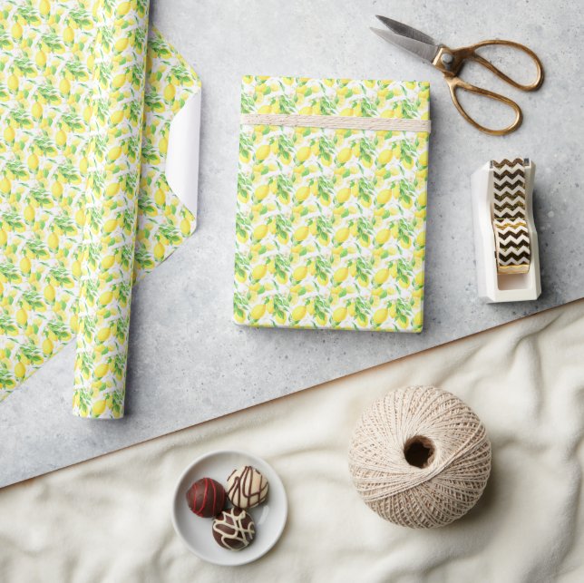 Yellow Lemons Pattern Wrapping Paper (Crafts)