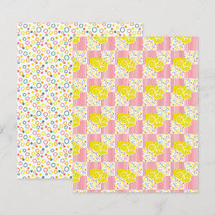 Yellow Lemons Pink Stripes Scrapbook Paper