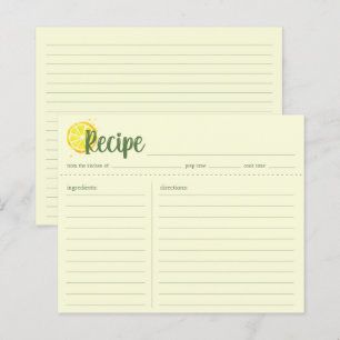Yellow Lemons Recipe Card, Housewarming New Home