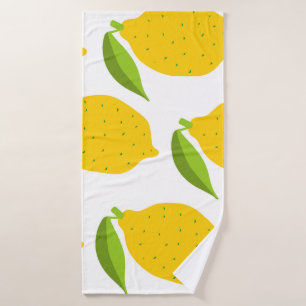 Yellow lemons, seamless artistic pattern. bath towel