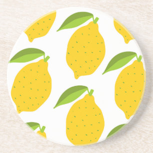 Yellow lemons, seamless artistic pattern. coaster