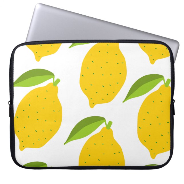 Yellow lemons, seamless artistic pattern. laptop sleeve (Front)