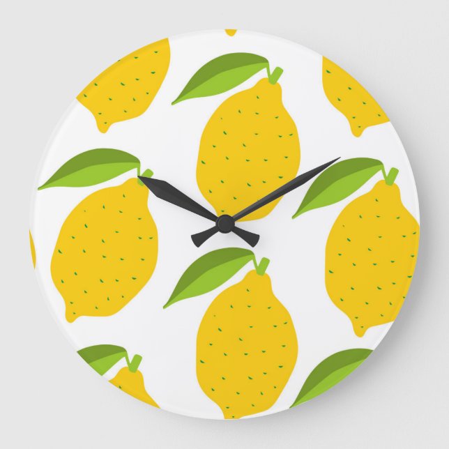 Yellow lemons, seamless artistic pattern. large clock (Front)