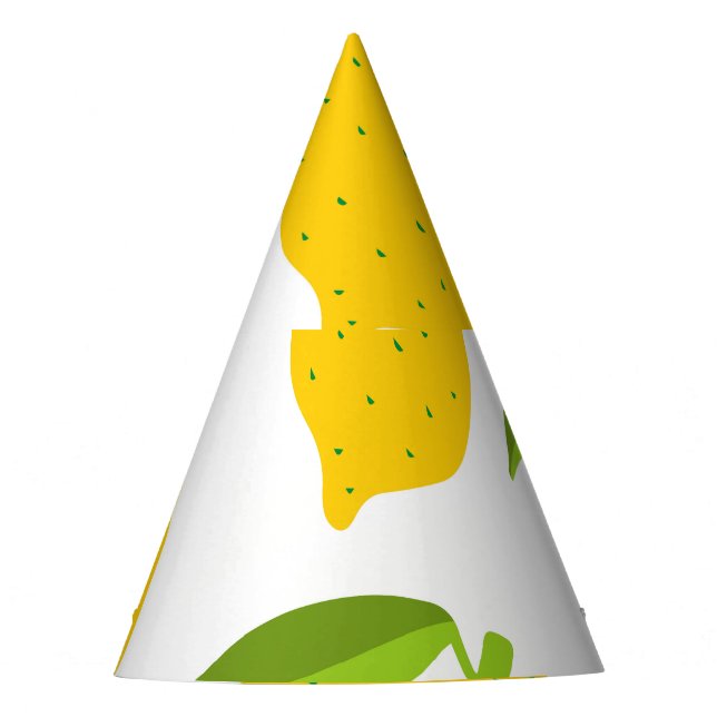Yellow lemons, seamless artistic pattern. party hat (Front)