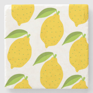 Yellow lemons, seamless artistic pattern. stone coaster