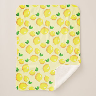 Yellow Lemons Sherpa Blanket