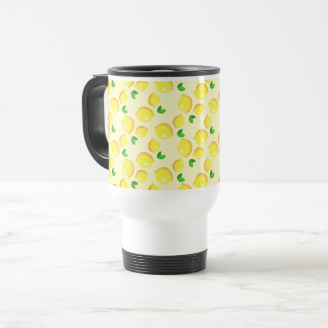 Yellow Lemons Travel Mug (Front Left)