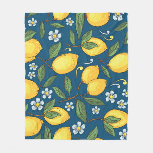 Yellow Lemons: Tropical Fruit Pattern. Fleece Blanket