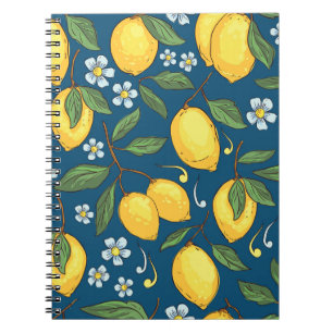 Yellow Lemons: Tropical Fruit Pattern. Notebook