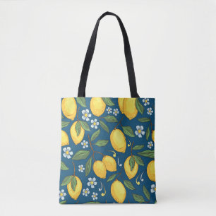 Yellow Lemons: Tropical Fruit Pattern. Tote Bag