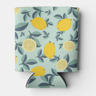 Yellow Lemons Tropical Seamless Pattern Can Cooler