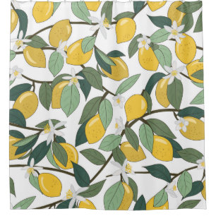 Yellow Lemons, Tropical Seamless Print.